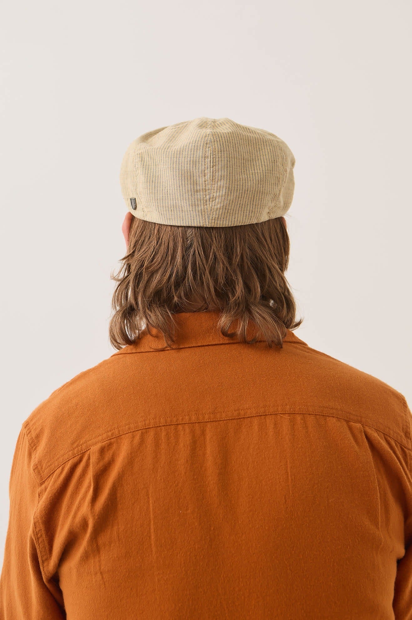 Hooligan Flat Cap - Khaki Stripe/Washed Black