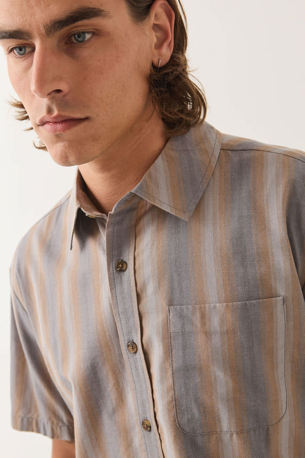 Cru Shirt - Charcoal Shadow Stripe