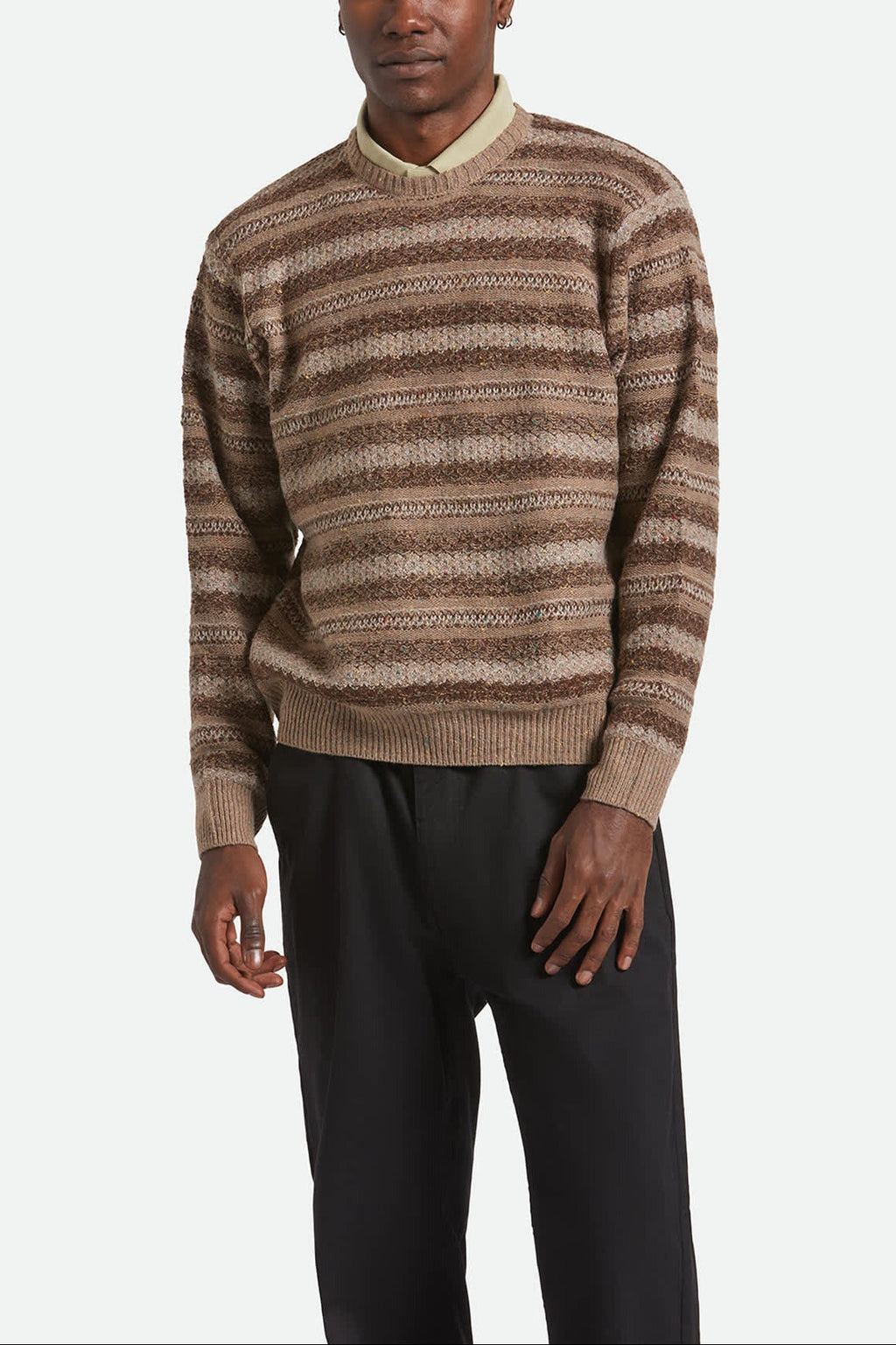 Midnight Crew Sweater - Multi Neutral Stripe