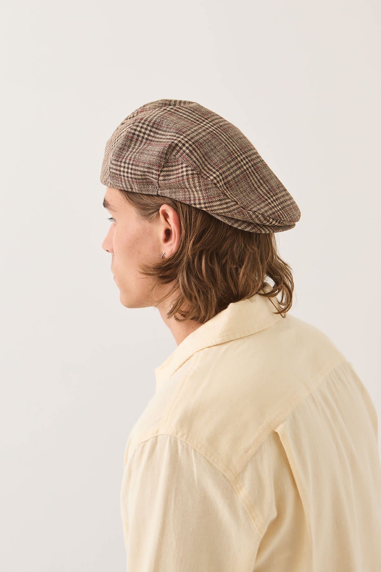 Hooligan Flat Cap - Brown/Tan/Red Plaid