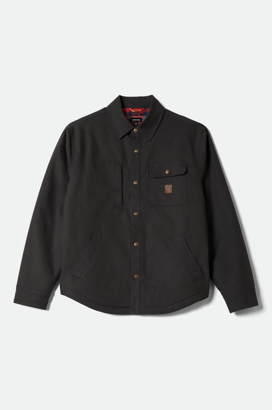 Builders Stretch Flannel Lined Jacket - Washed Black/Red