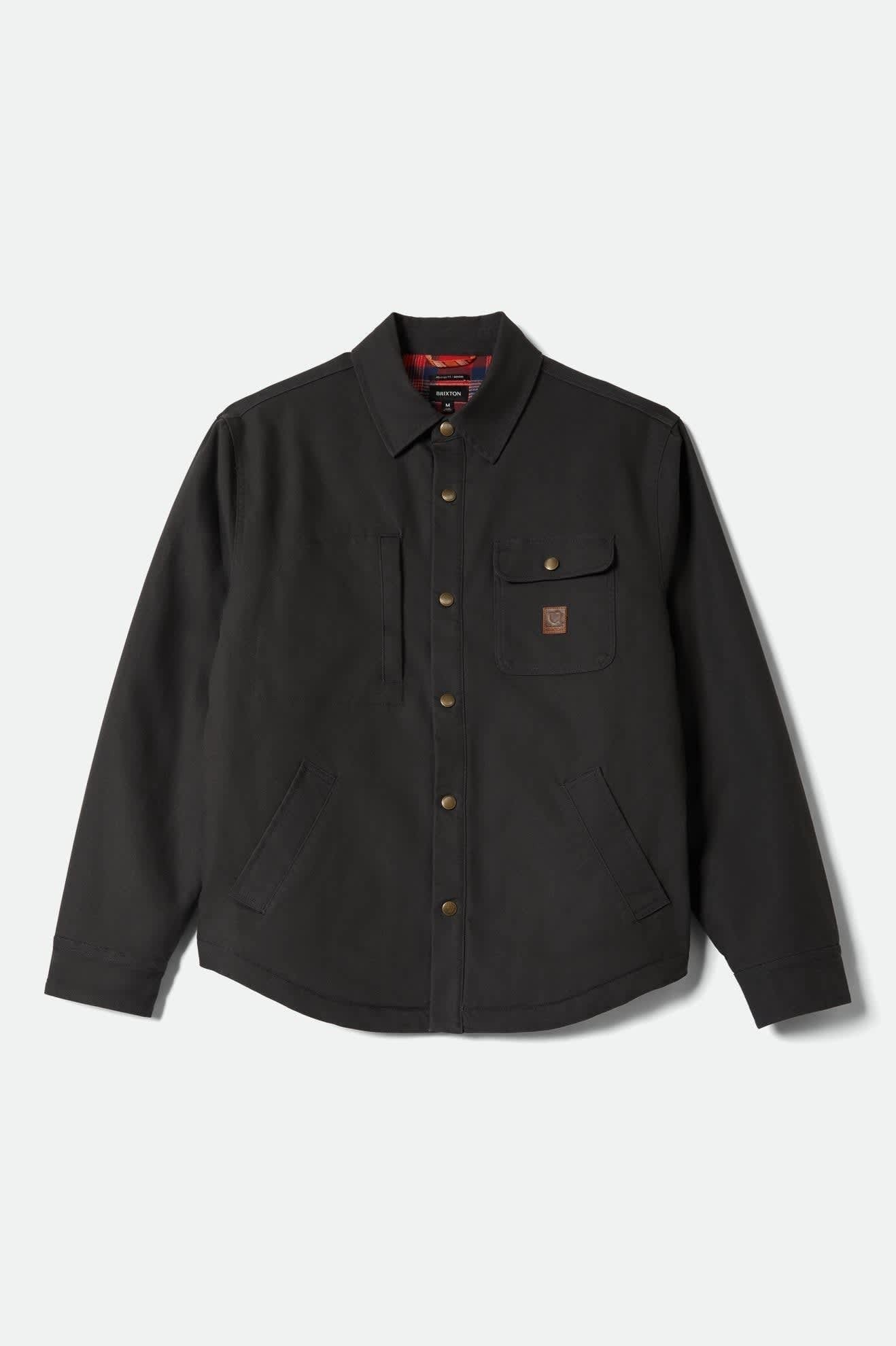 Builders Stretch Flannel Lined Jacket - Washed Black/Red