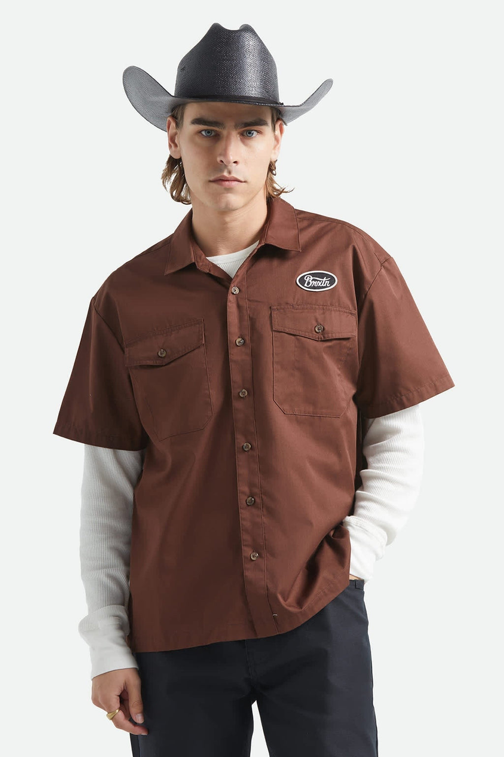 Builders Olson Short Sleeve Shirt - Chocolate