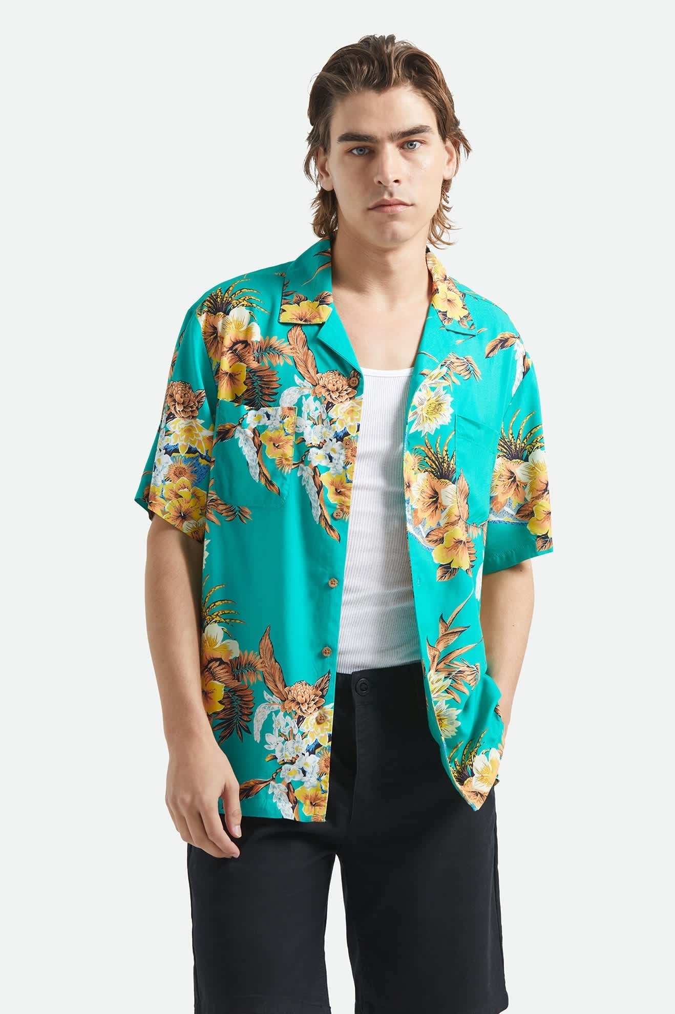Bunker Vacation Short Sleeve Camp Collar Shirt - Retro Green