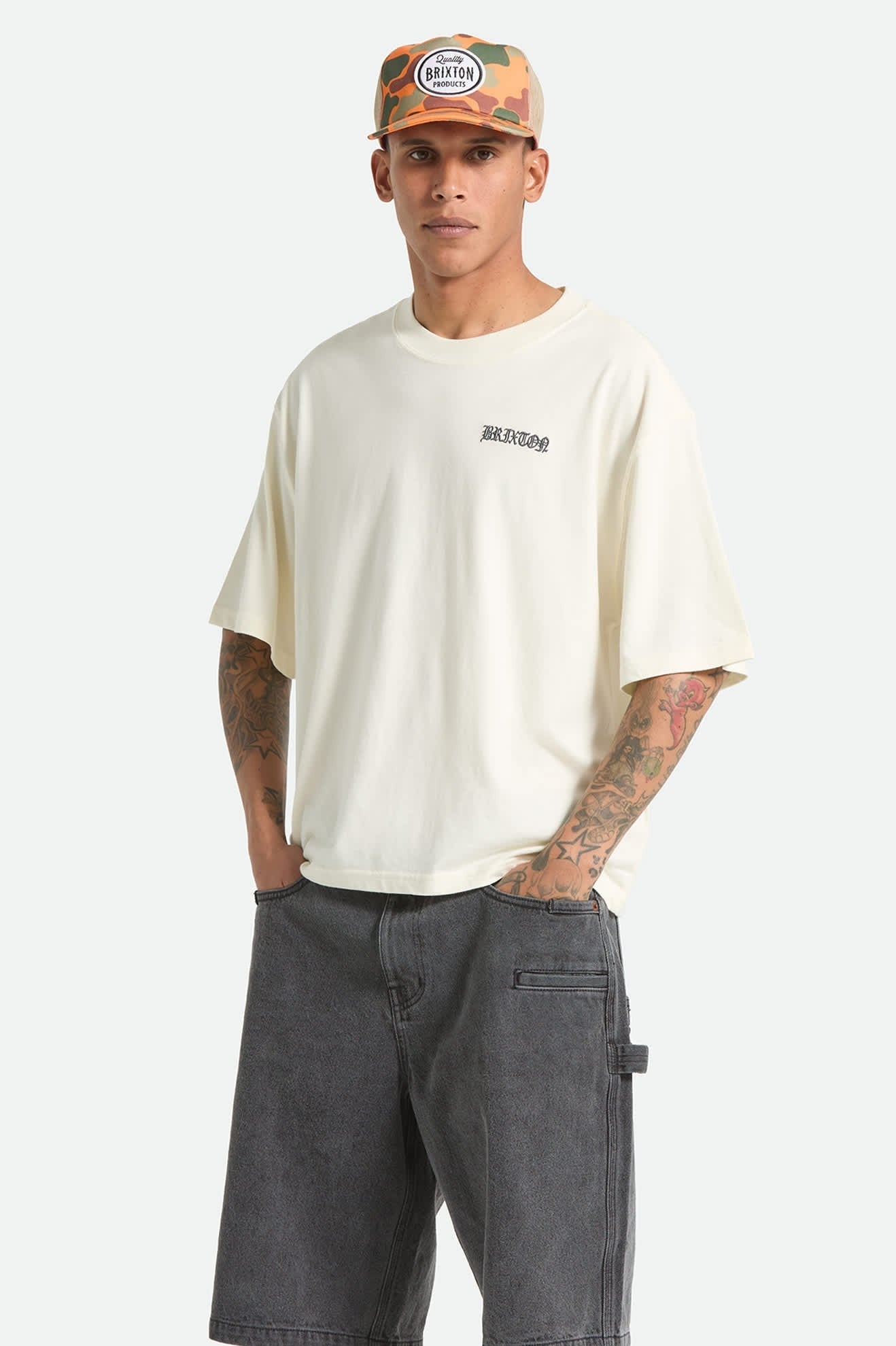 Serrano Short Sleeve Boxed Crop T-Shirt - Cream