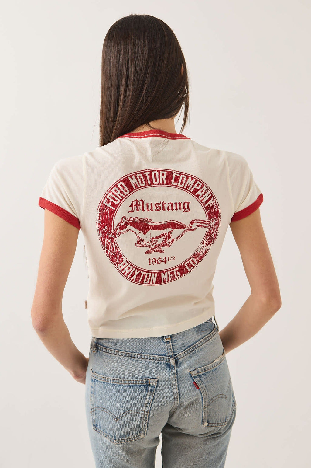 Ford Mustang Baby Ringer T-Shirt - Wimbledon White