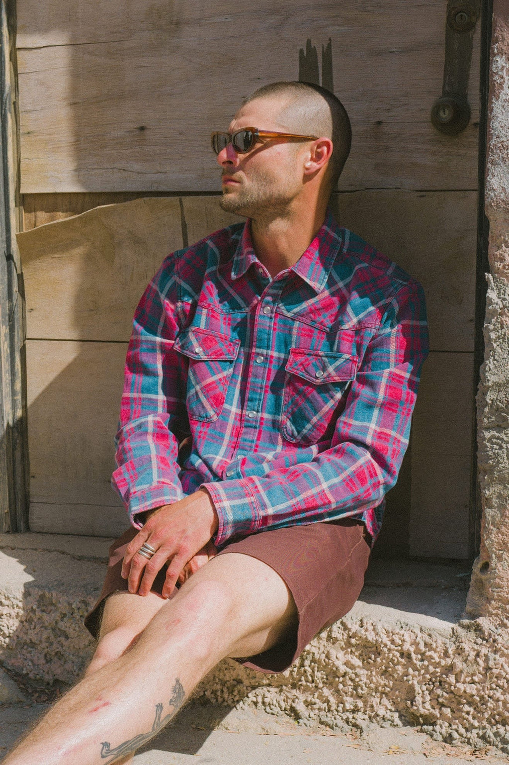 Waylon Lightweight Overshirt - Denim Plaid