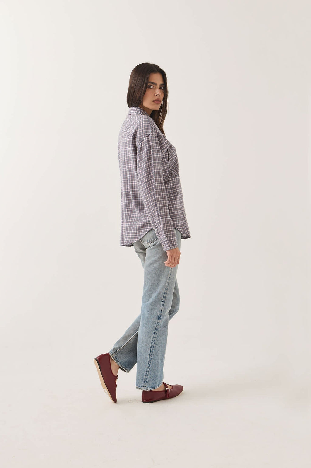 Wayne Women's Shirt - Soft Navy Plaid