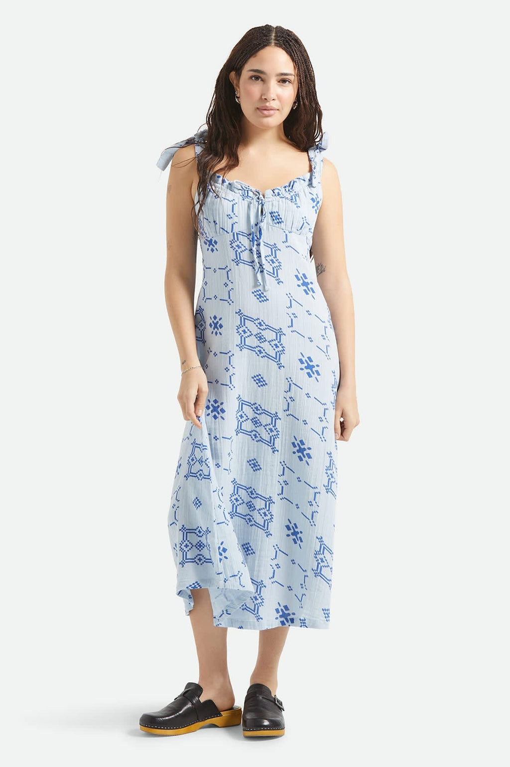 The Tie Dress - Aura Blue Tile Print