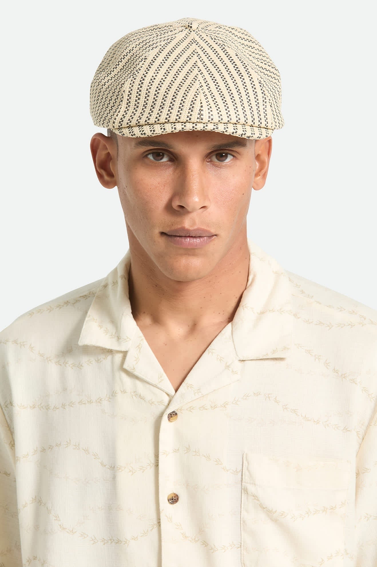 Brood Lightweight Newsboy Cap - Natural/Black Straw