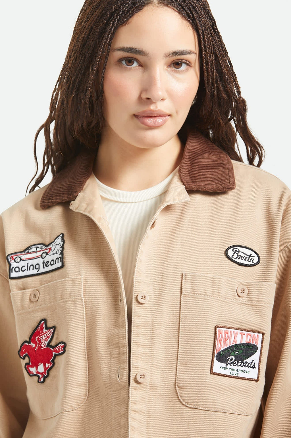 Utopia Patchwork Overshirt - Washed Timeless Taupe
