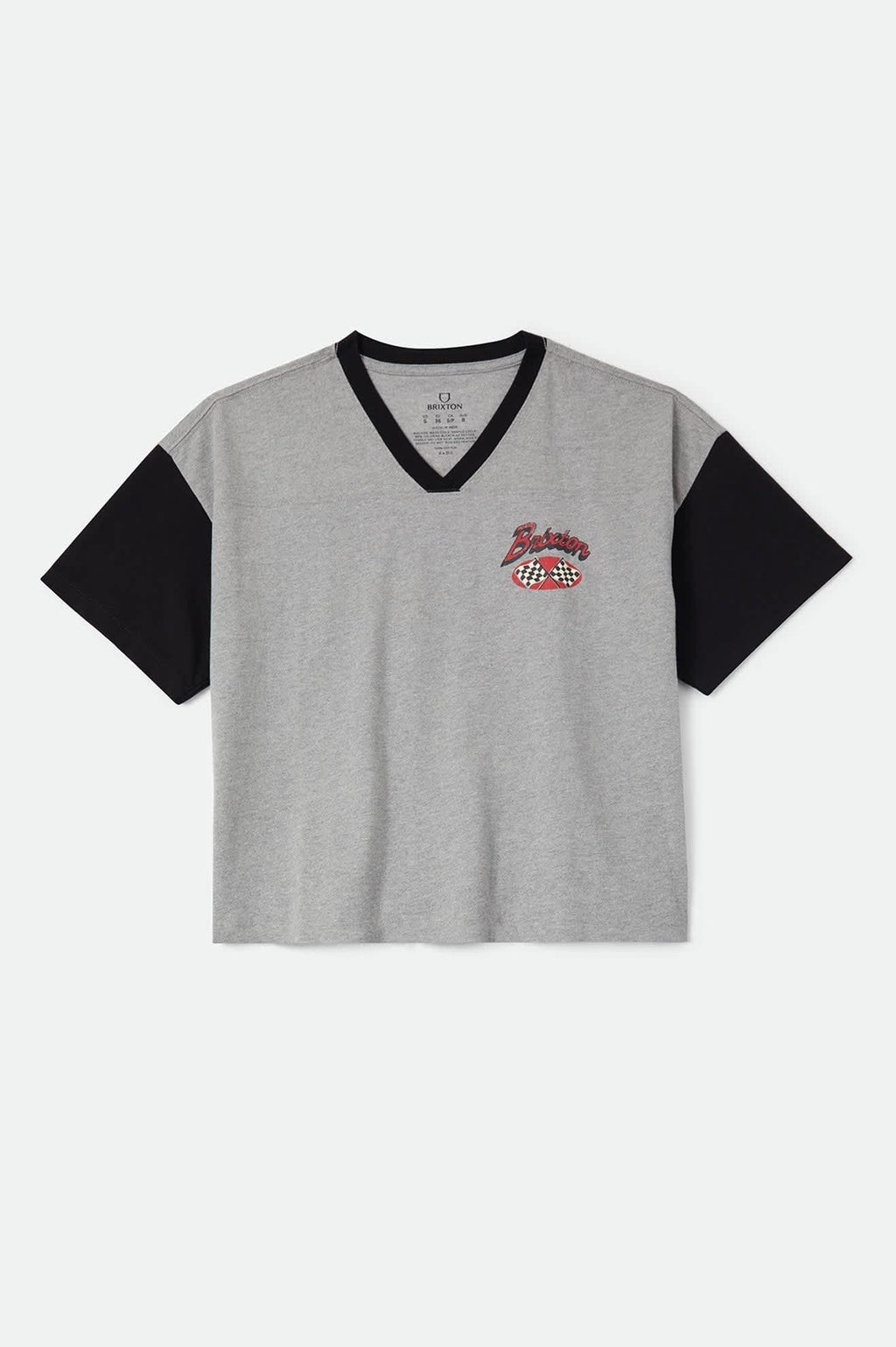 Winners Circle Boxy Football T-Shirt - Heather Grey/Black