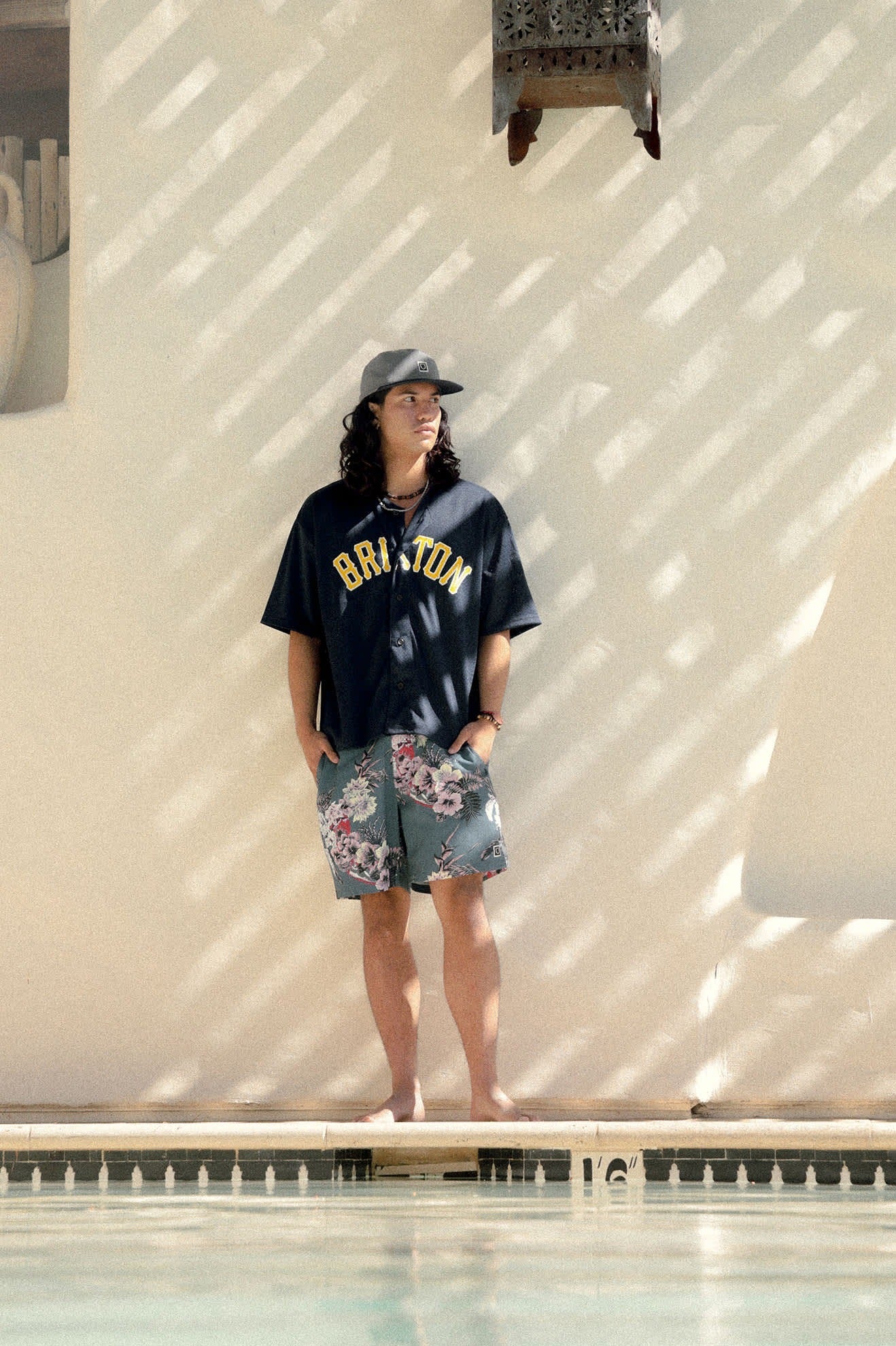 The Brixton Mesh Short Sleeve Baseball Jersey - Washed Navy