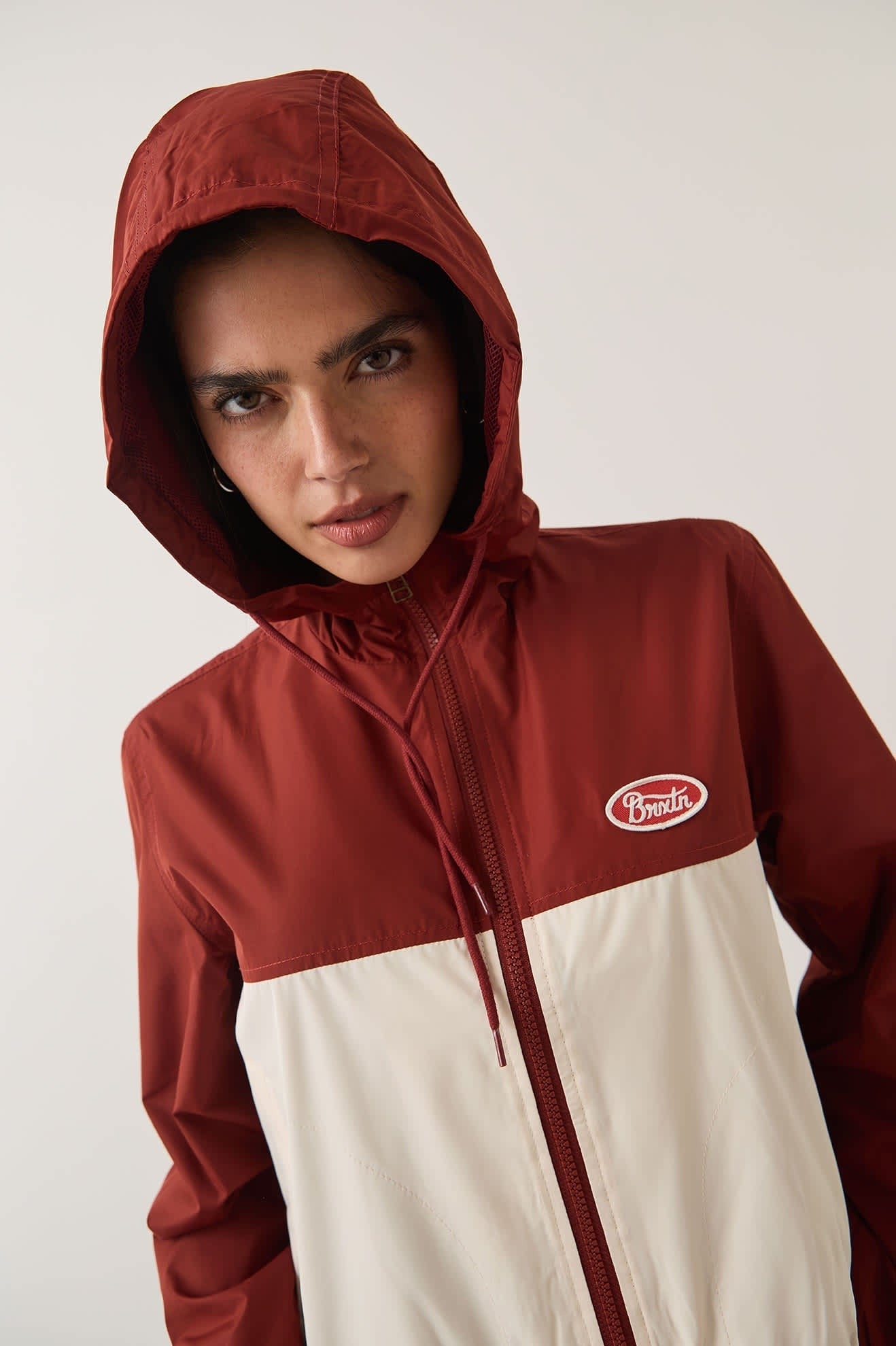 Parsons Lightweight Hooded Windbreaker - Dark Brick/Whitecap