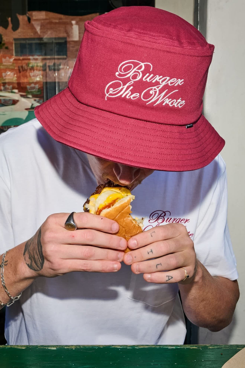 Burger She Wrote Pocket T-Shirt - White