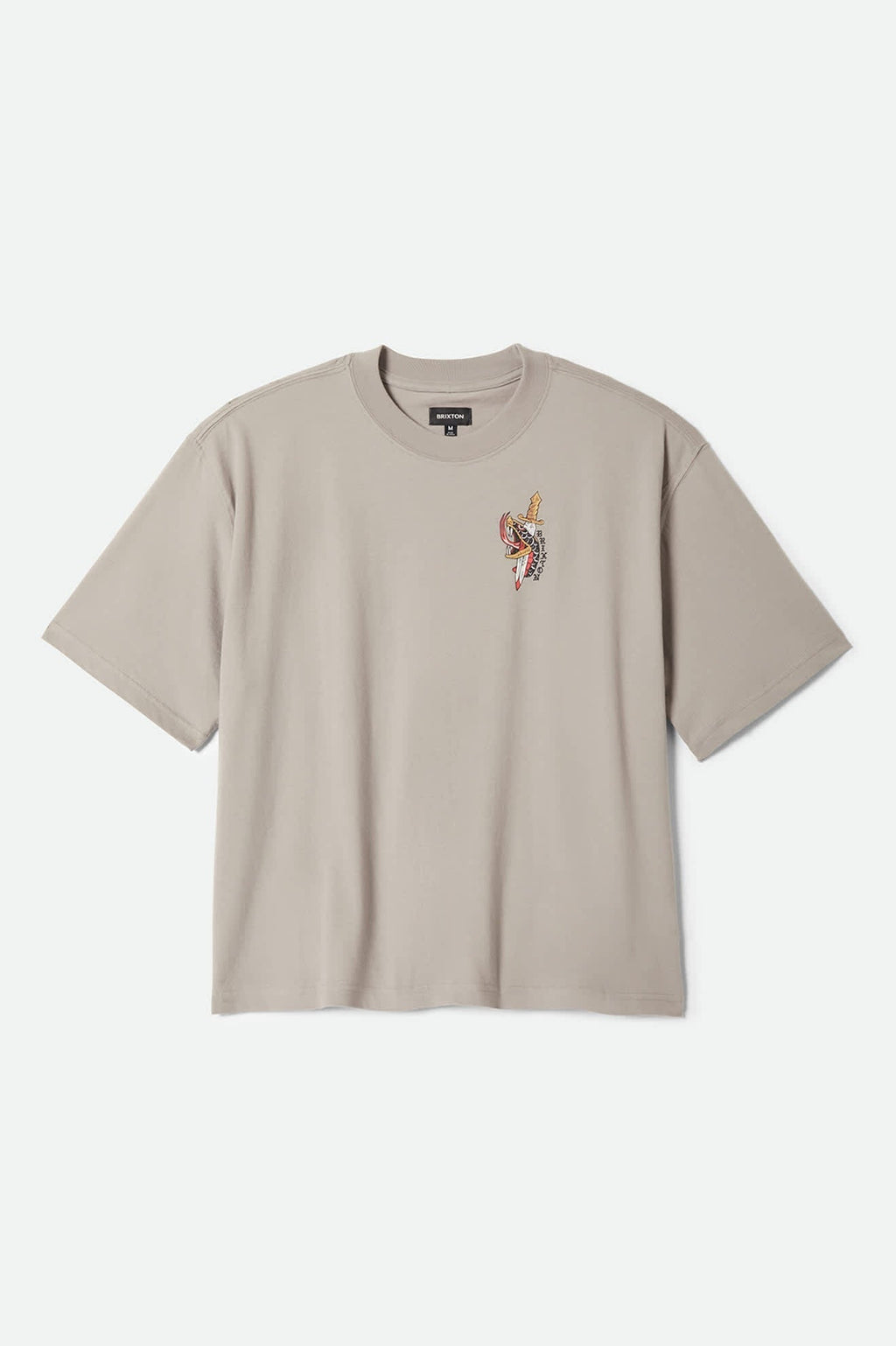 Sword Short Sleeve Boxed Crop T-Shirt - Pebble Stone