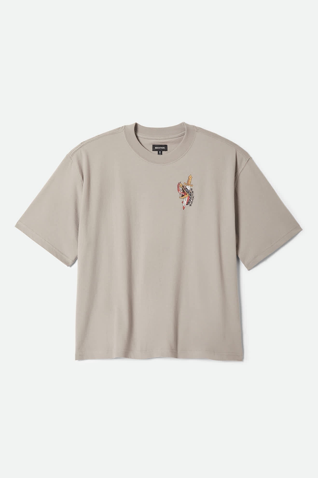 Sword Short Sleeve Boxed Crop T-Shirt - Pebble Stone