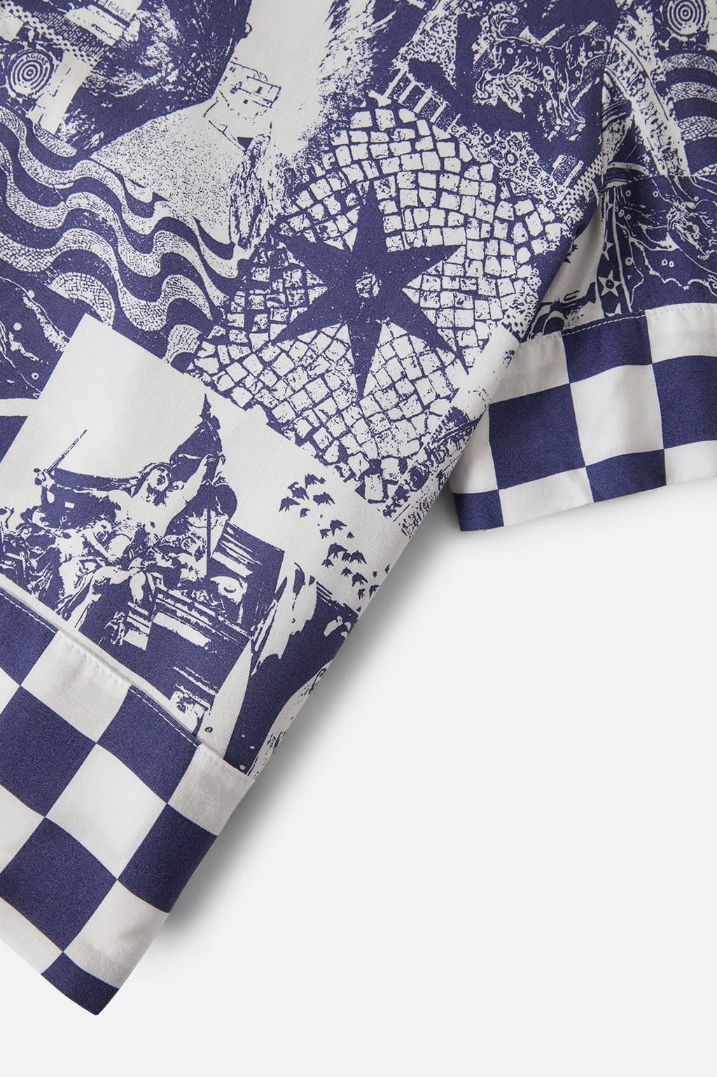 The Omar Button Down Short Sleeve Shirt - Navy/White Collage