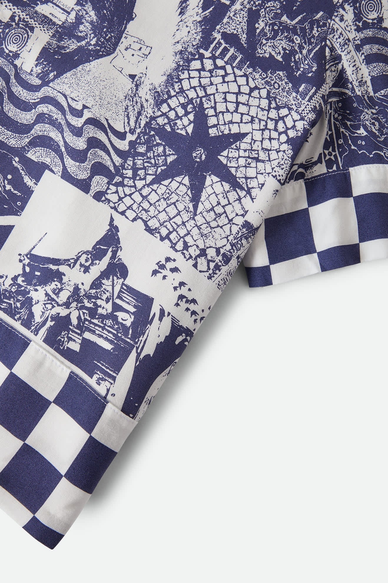 The Omar Button Down Short Sleeve Shirt - Navy/White Collage