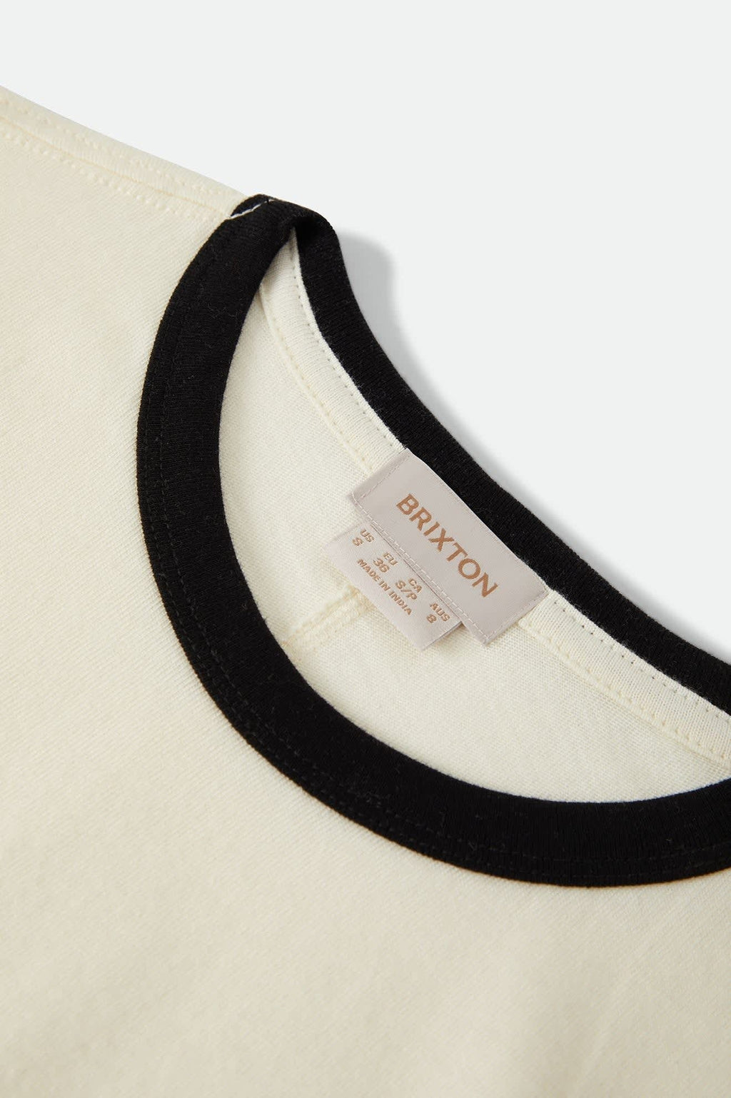 Carefree Organic Garment Dye Ringer T-Shirt - Off White/Black