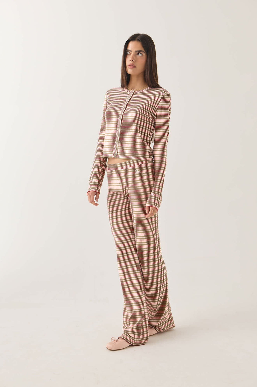 Bixby Lightweight Cardigan - Green Multi Stripe