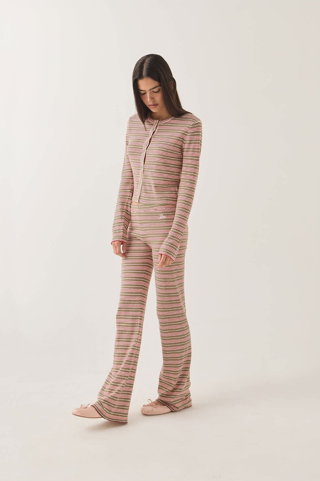 Siesta Stripe Knit Pant - Green Multi Stripe