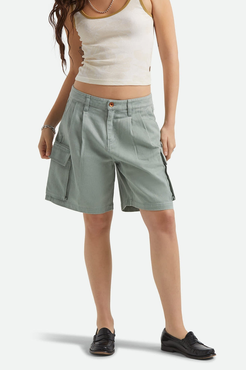 The Alba Baggy Carpenter Short - Washed Sage Green