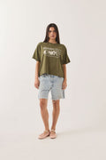 Your Destination Awaits Boxy Crop Top - Dark Olive