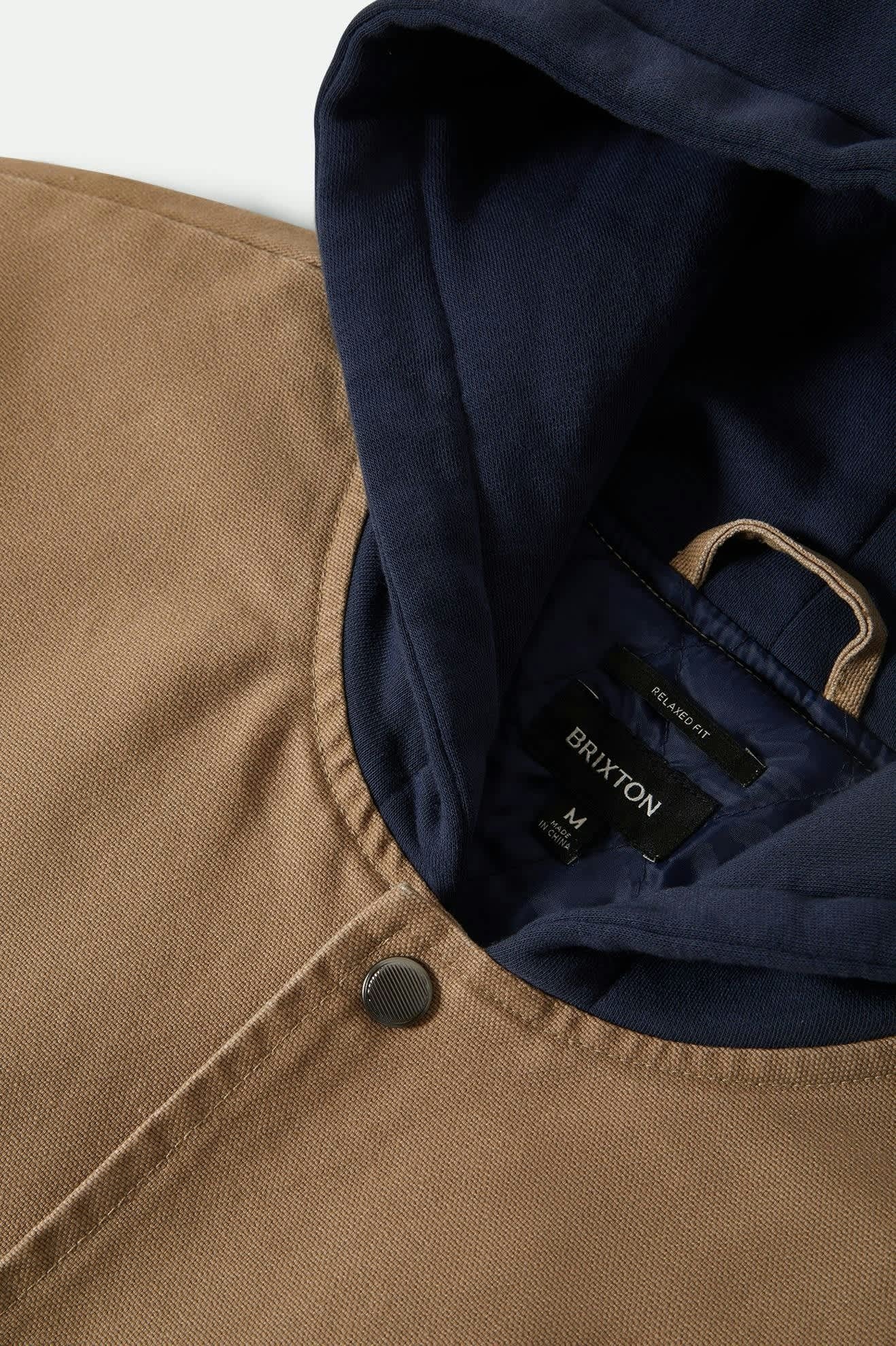 Canvas Hooded Bomber Jacket - Khaki/Mood Indigo