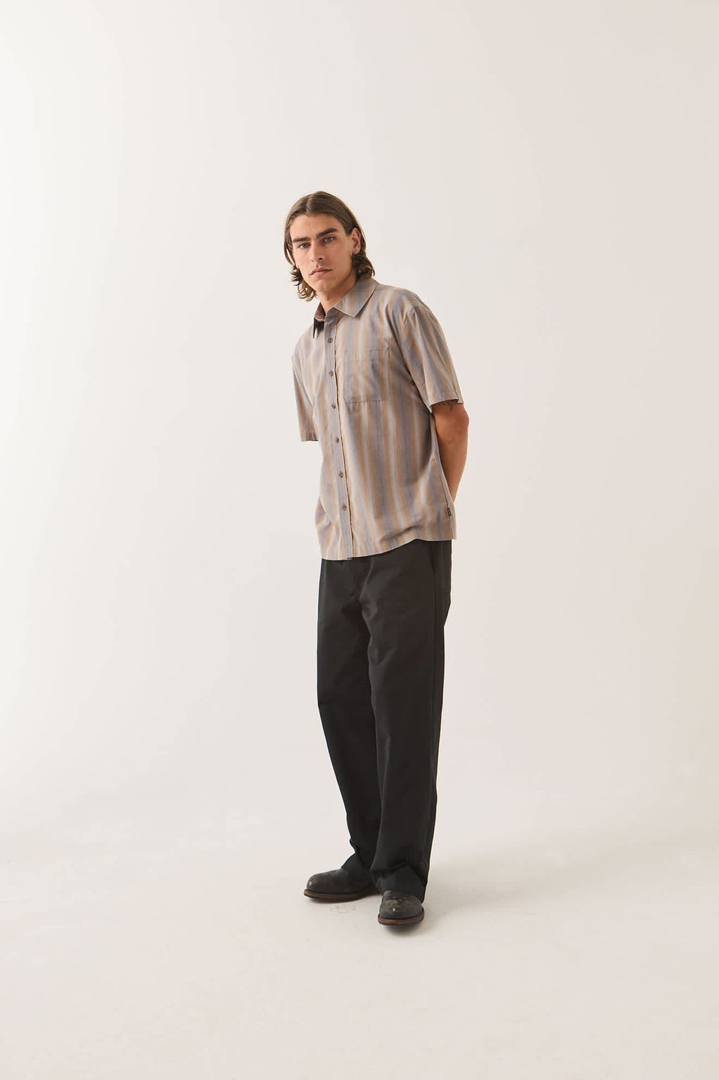 Cru Shirt - Charcoal Shadow Stripe