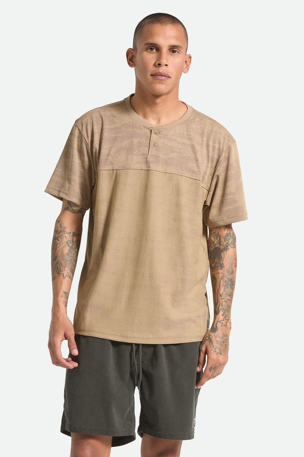 Journey Short Sleeve Henley - Desert Tiger Camo