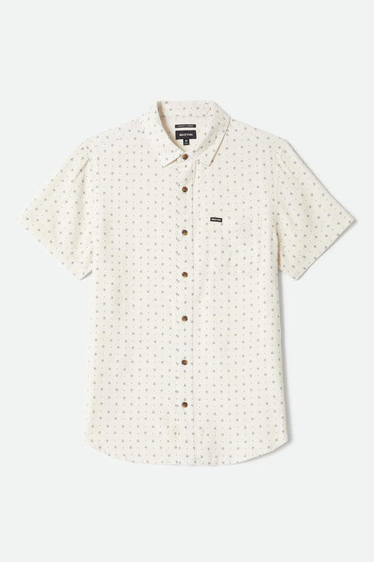 Charter Slub Short Sleeve Shirt - Off White Micro Geo