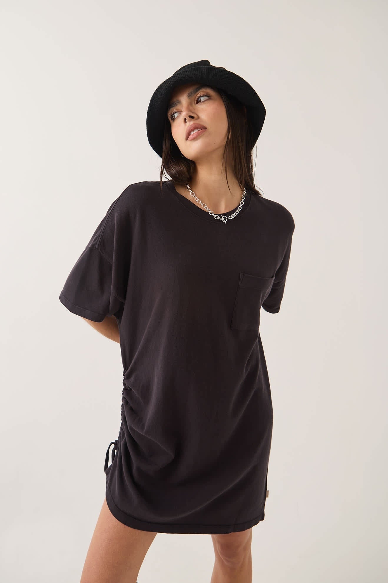 Carefree Organic Garment Dye T-Shirt Dress - Black
