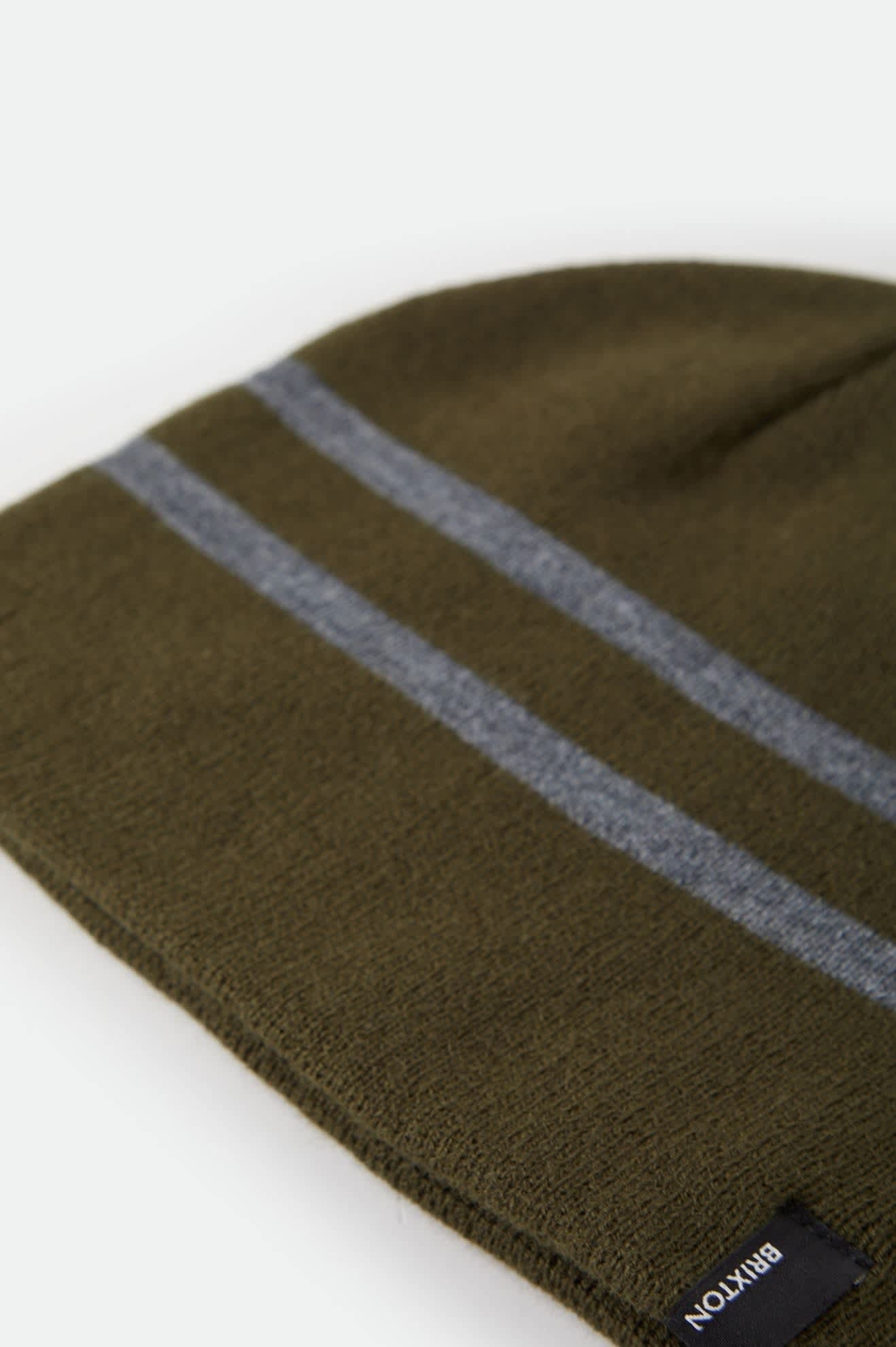 Skully Beanie - Dark Olive/Heather Grey Stripe