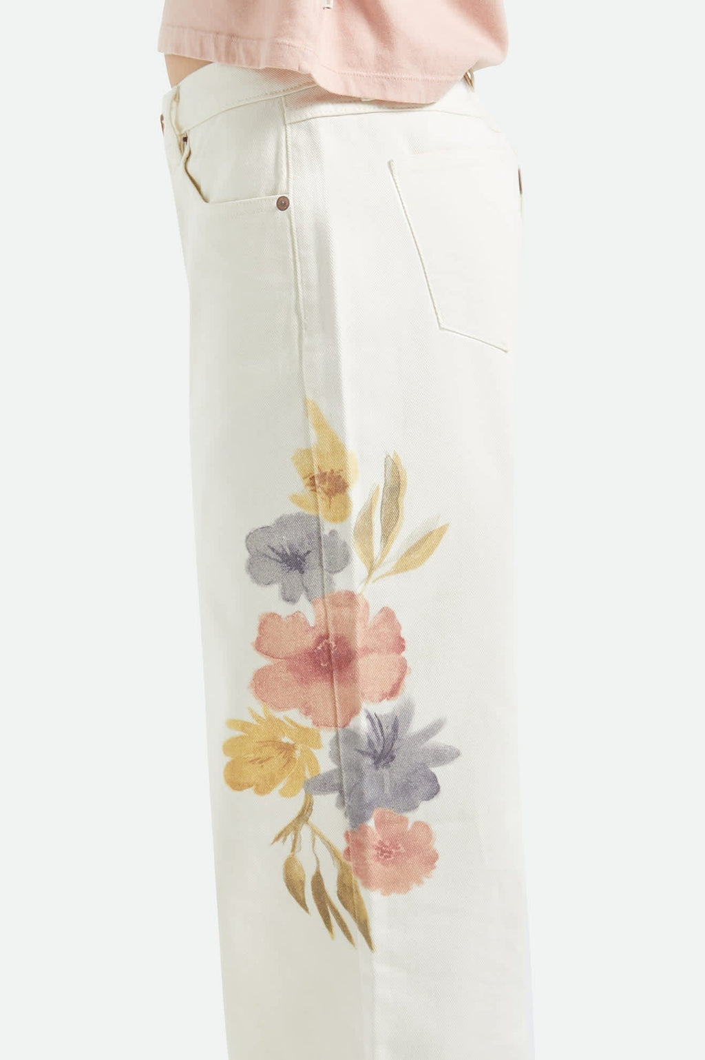 The Chloe 5-Pocket Pant - Off White Floral Burst