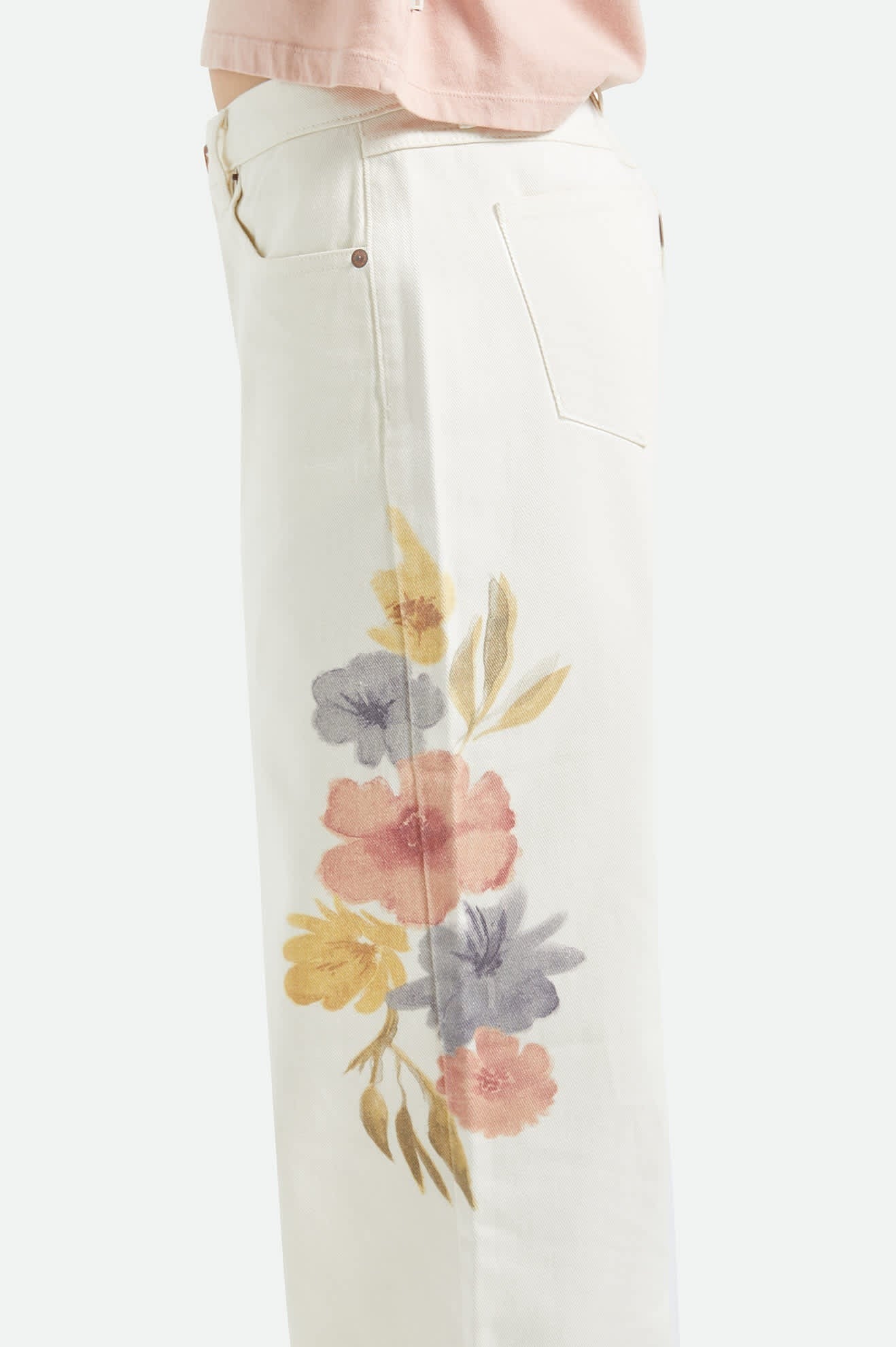 The Chloe 5-Pocket Pant - Off White Floral Burst