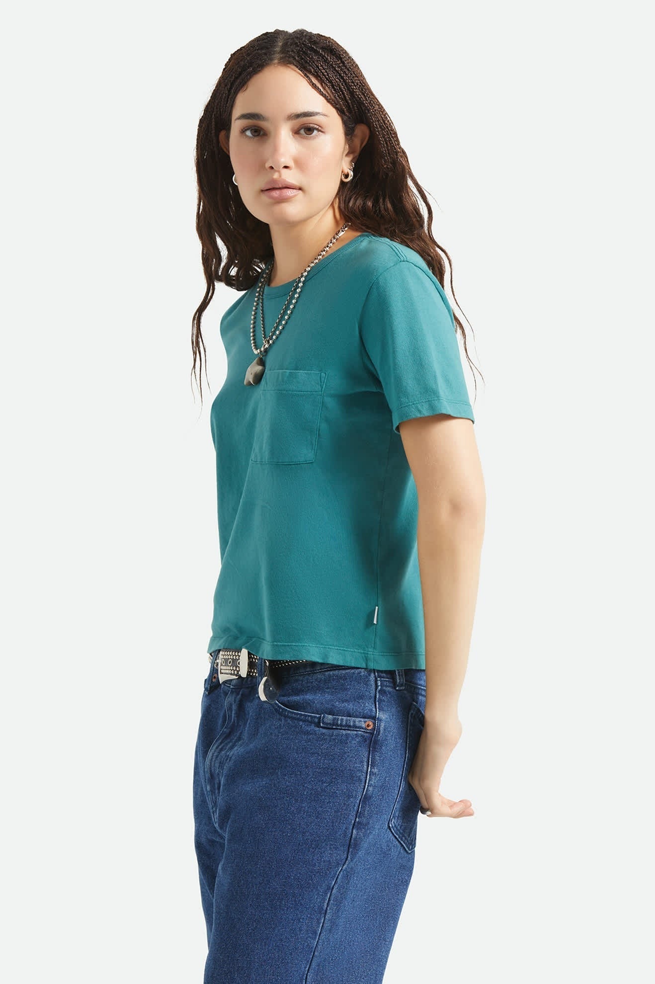 Carefree Organic Garment Dye Perfect T-Shirt - Washed Mediterranean Teal