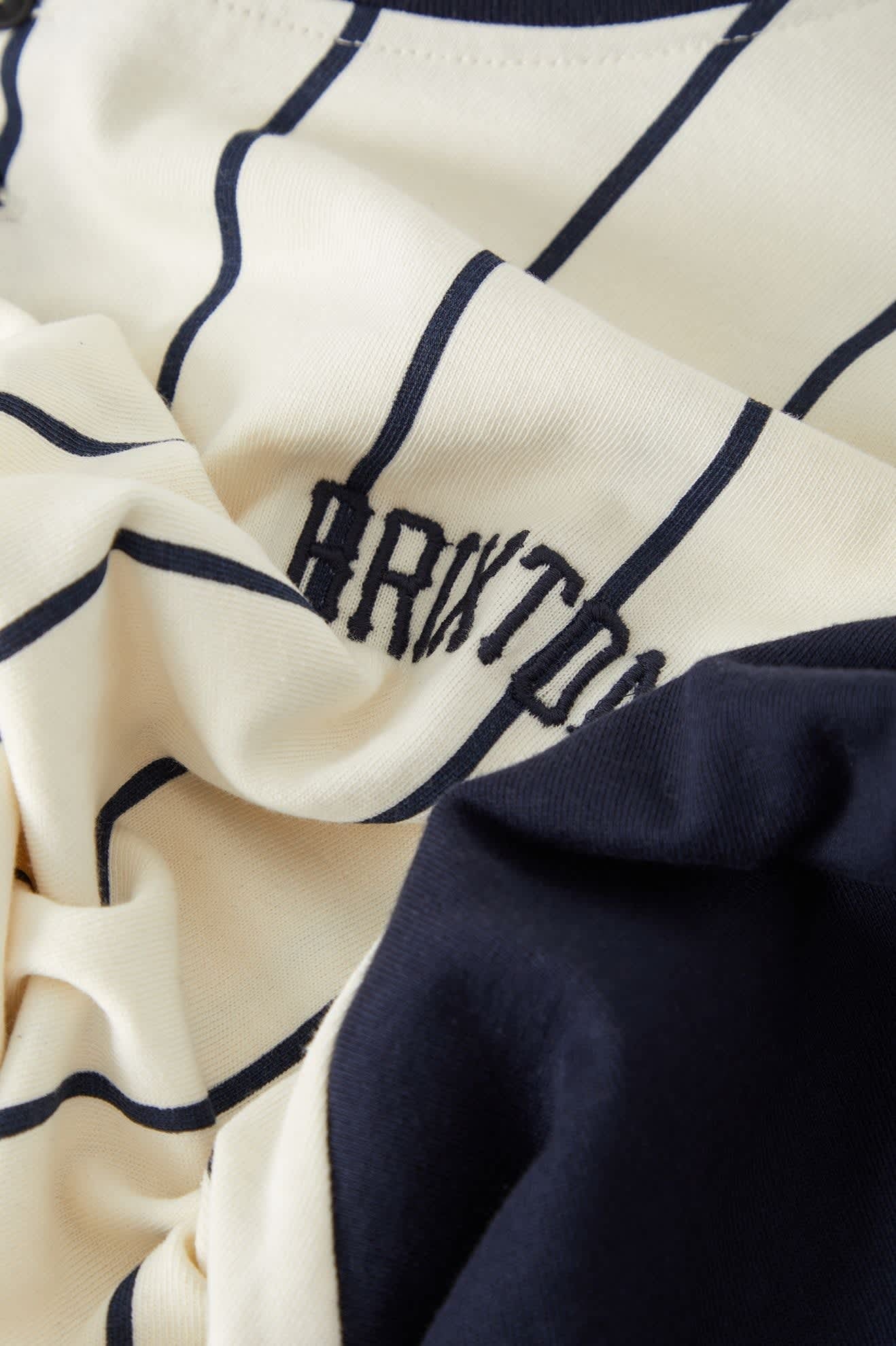 Boxy Baseball T-Shirt - Off White Stripe/Washed Navy