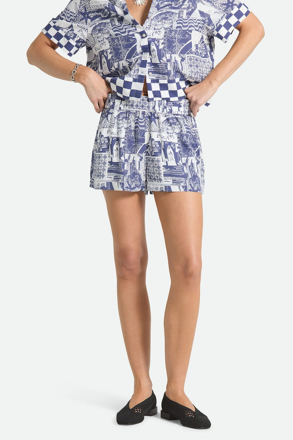 Post Playa E-Waist Short - Navy/White Collage
