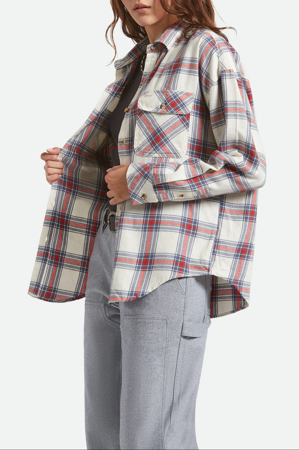 Women's Bowery Vintage Overshirt - Off White/Berring Sea/Red