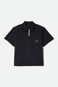 Journey Lightweight 1/2 Zip Cropped Short Sleeve Shirt - Black