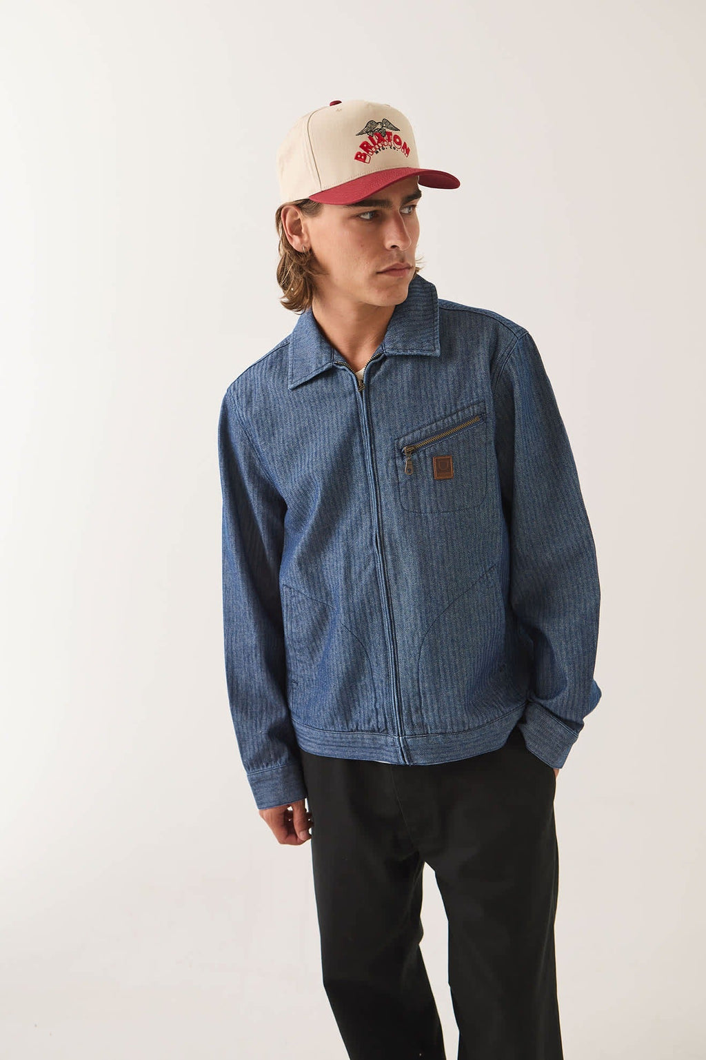 Mechanic Garage Zip Jacket - Indigo Herringbone