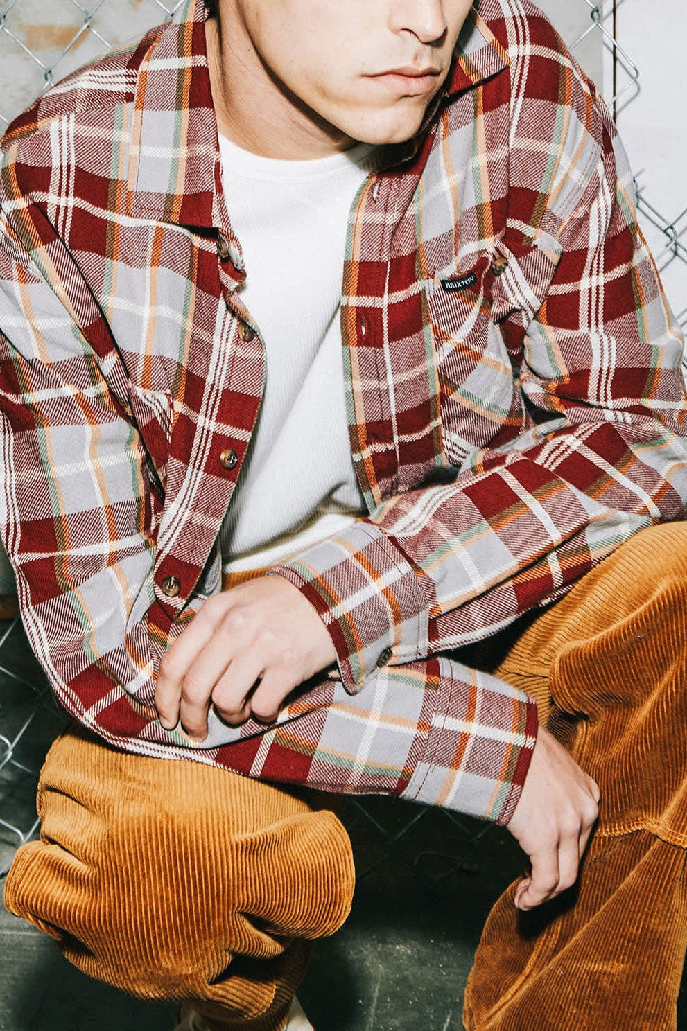 Vintage Wash Flannel - Maroon Red/Beige/Green