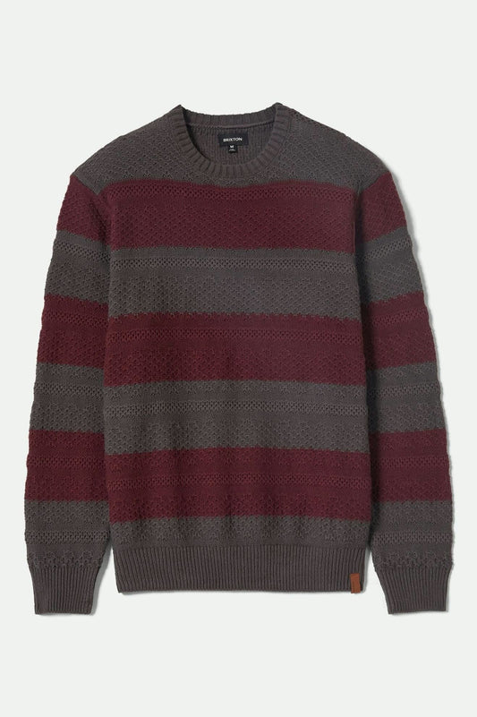 Midnight Crew Sweater - Black/Port Stripe