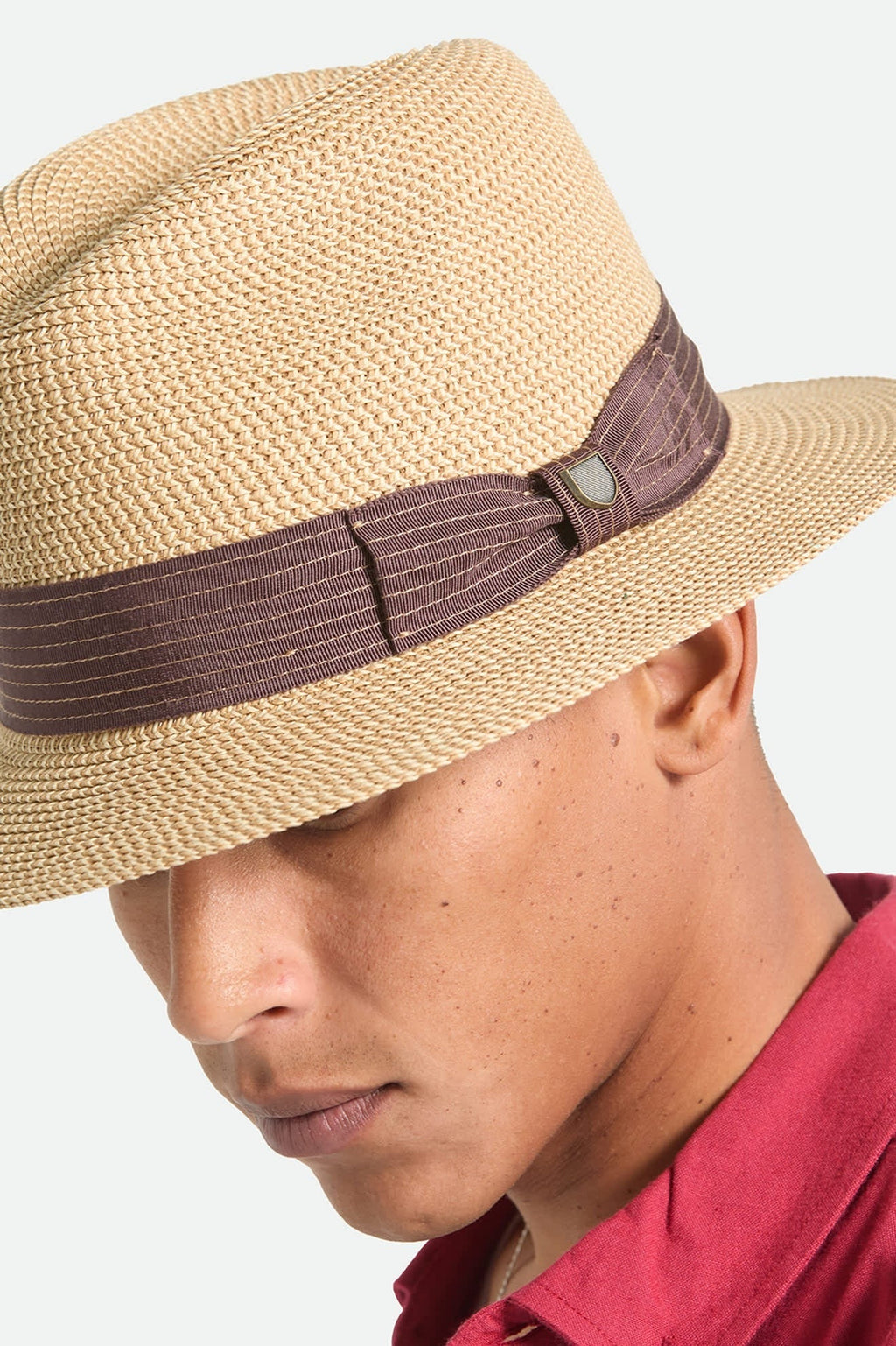 Roma Straw Packable Fedora - Multi Brown/Chocolate