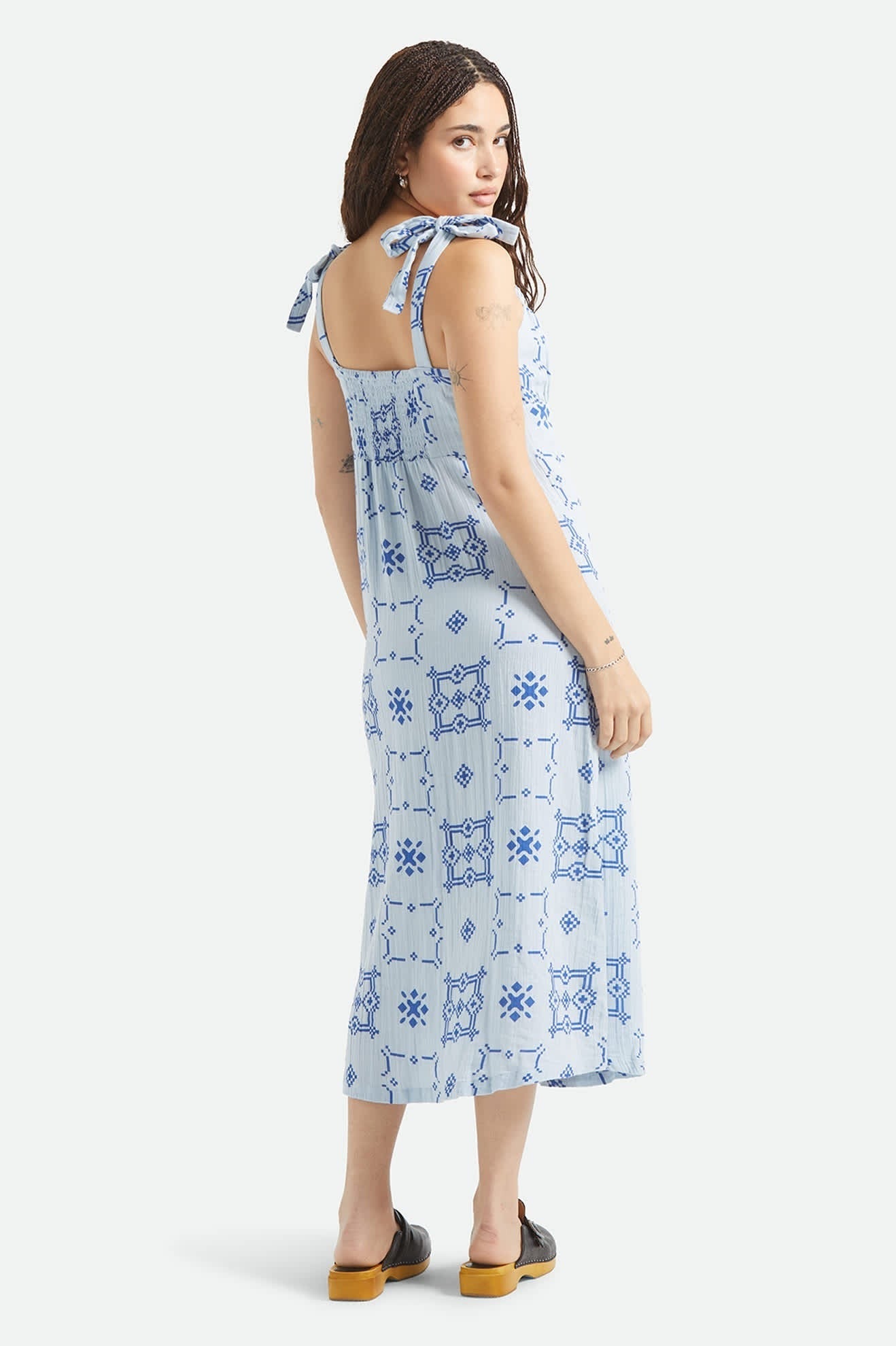 The Tie Dress - Aura Blue Tile Print