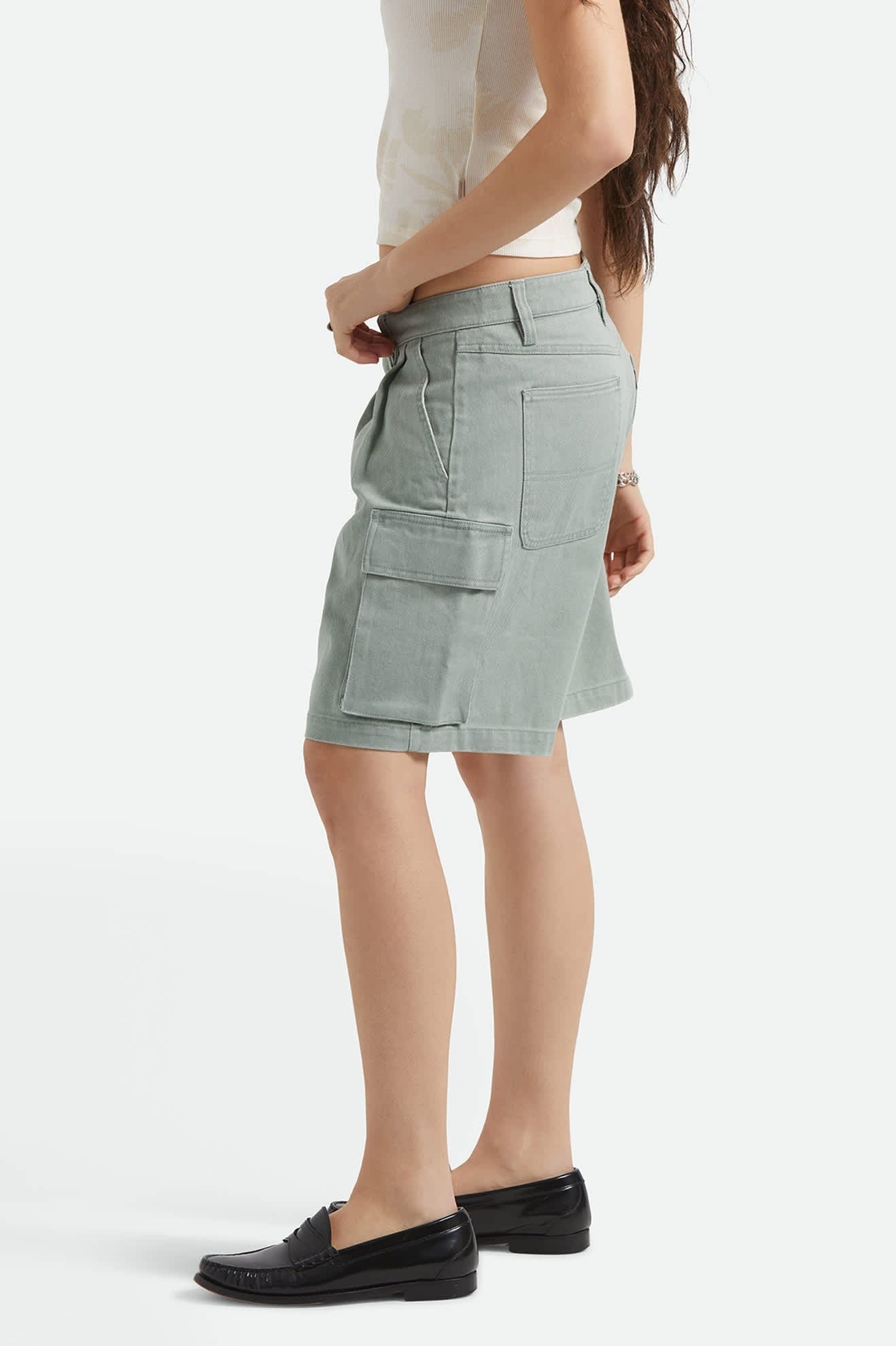 The Alba Baggy Carpenter Short - Washed Sage Green