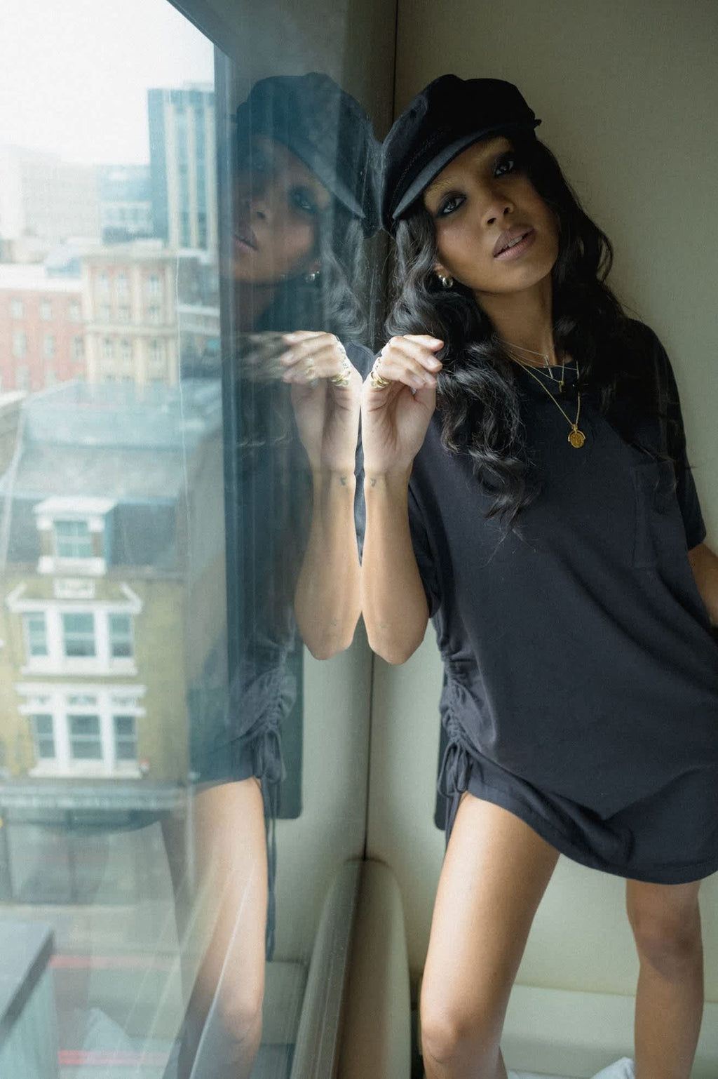 Carefree Organic Garment Dye T-Shirt Dress - Black