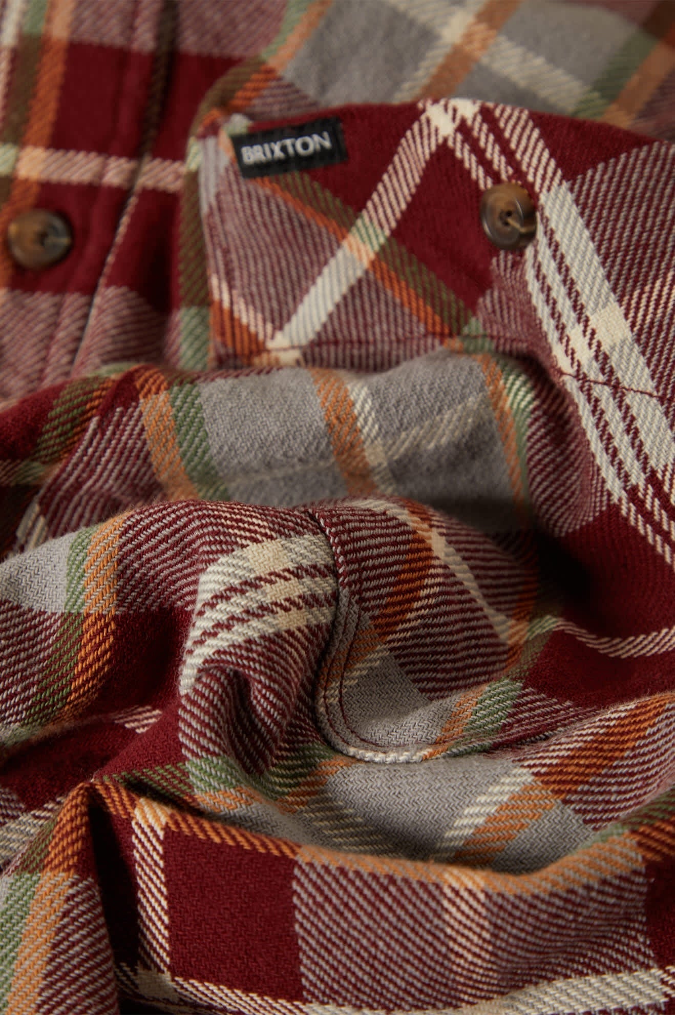 Vintage Wash Flannel - Maroon Red/Beige/Green