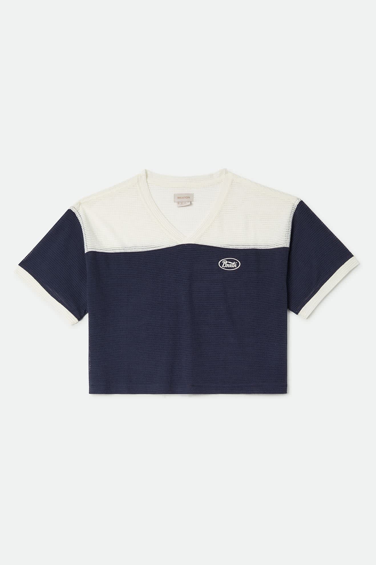 Varsity Mesh T-Shirt - Off White/Washed Navy
